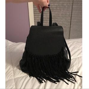 Faux Leather Fringe Backpack